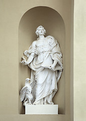 Image showing Statue of st John on St. Stanislaus and St Ladislaus cathedral in Vilnius