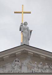 Image showing Statue of St. Helen on St. Stanislaus and St Ladislaus cathedral in Vilnius