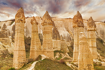 Image showing Stone cliffs looks like a Fairy houses in Love valley