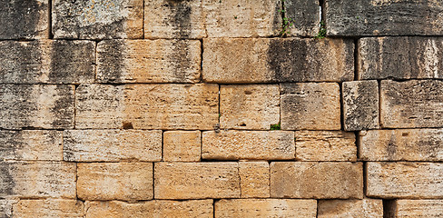 Image showing Texture of stone wall in ancient city, Hierapolis