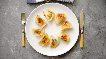 Image showing Fried dumplings with meat