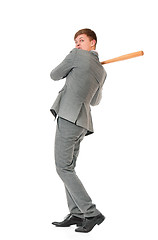 Image showing Man with wooden baseball bat