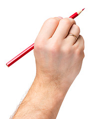 Image showing Hand with red pencil