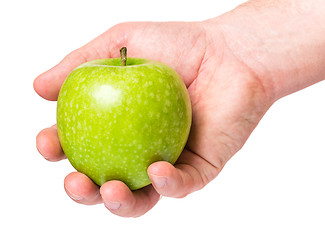 Image showing Hand with green apple