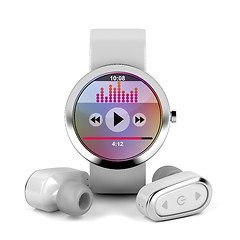 Image showing Wireless earphones and smart watch