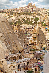 Image showing Famous cave hotels in Goreme, Capadokkia