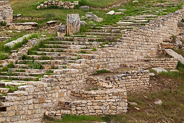 Image showing Old stairs in ancient city, Hierapolis near Pamukkale, Turkey