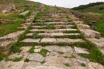 Image showing Old stairs in ancient city, Hierapolis near Pamukkale, Turkey