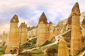 Image showing Stone cliffs looks like a Fairy houses in Love valley