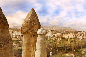 Image showing Stone cliffs looks like a Fairy houses in Love valley