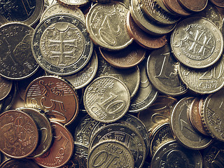 Image showing Vintage Euro coins background