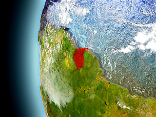 Image showing Suriname on planet Earth from space