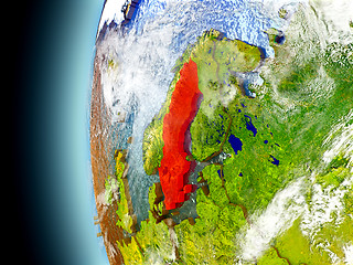 Image showing Sweden on planet Earth from space