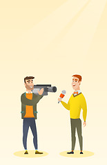 Image showing TV reporter and operator vector illustration.