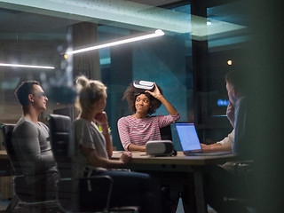 Image showing Multiethnic Business team using virtual reality headset