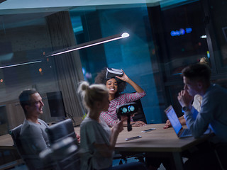 Image showing Multiethnic Business team using virtual reality headset