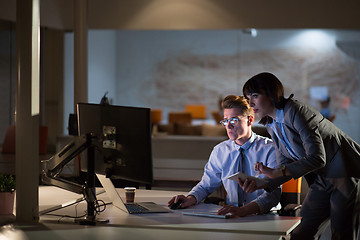 Image showing young designers in the night office