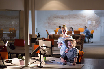 Image showing young designers in the night office