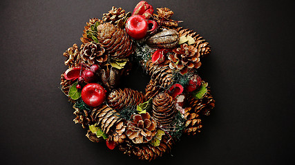 Image showing Christmas Wreath on black Background