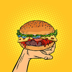 Image showing Burger on hand. fast food