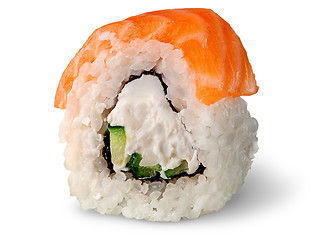 Image showing Single piece of sushi roll of Philadelphia rotated