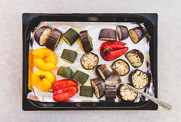 Image showing Vegetables on a baking tray
