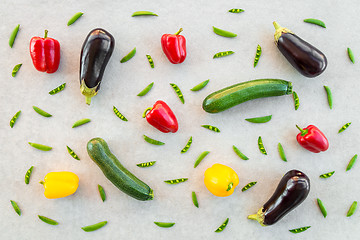 Image showing Colorful summer vegetables on concrete background