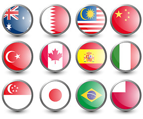 Image showing Web buttons with flags of F1 countries isolated on white