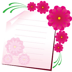Image showing Background with sheet of paper and flowers, part 1