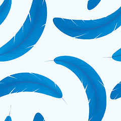 Image showing Seamless pattern with blue feathers