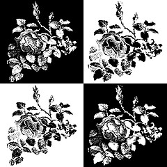 Image showing Pattern with roses, vintage ancient flower