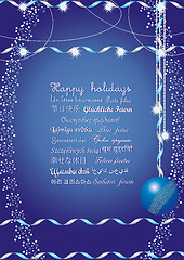 Image showing Happy holidays greetings on many languages, send it to your friends