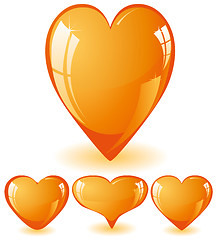 Image showing Set orange glitter shiny hearts