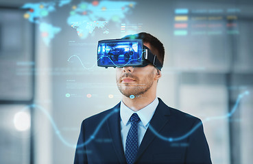 Image showing businessman with virtual reality headset at office