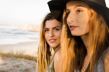 Image showing Girls near the beach