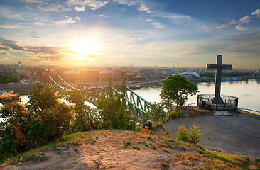 Image showing Liberty bridge aerial view