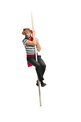 Image showing Caucasian man in traditional gondolier costume and hat