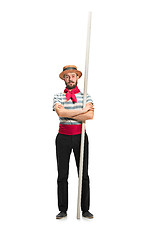 Image showing Caucasian man in traditional gondolier costume and hat