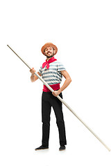 Image showing Caucasian man in traditional gondolier costume and hat