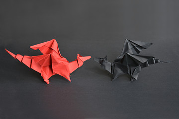 Image showing Origami paper dragons