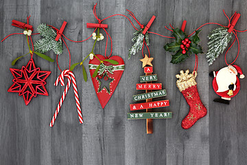 Image showing Hanging Christmas Decorations with Flora