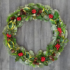 Image showing Traditional Winter and Christmas Wreath