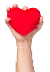 Image showing Hand with heart on white