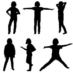 Image showing Little or teenage girls silhouettes set