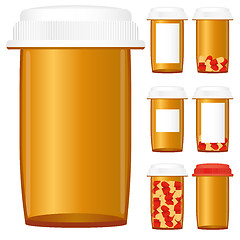 Image showing Set of prescription medicine bottles isolated on a white background