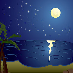 Image showing Vacation cards, night at the sea