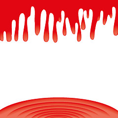 Image showing Red paint dripping down in a puddle. Space for text, or a design
