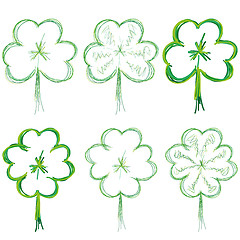 Image showing Set of clovers for St. Patrick`s day