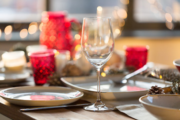 Image showing table setting for christmas dinner at home