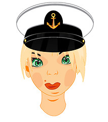 Image showing Person of the women in service cap of the captain of the sailor